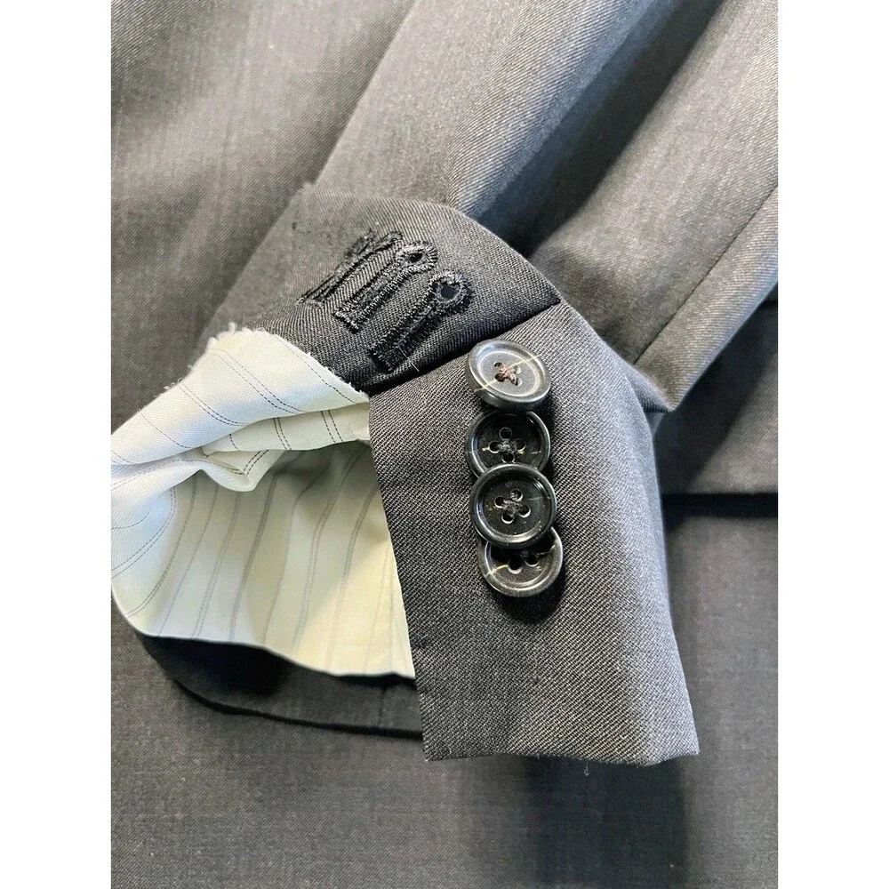 Banana Republic Standard Fit Suit Gray Supr 120s Marzotto Italian Wool 40S 36x27